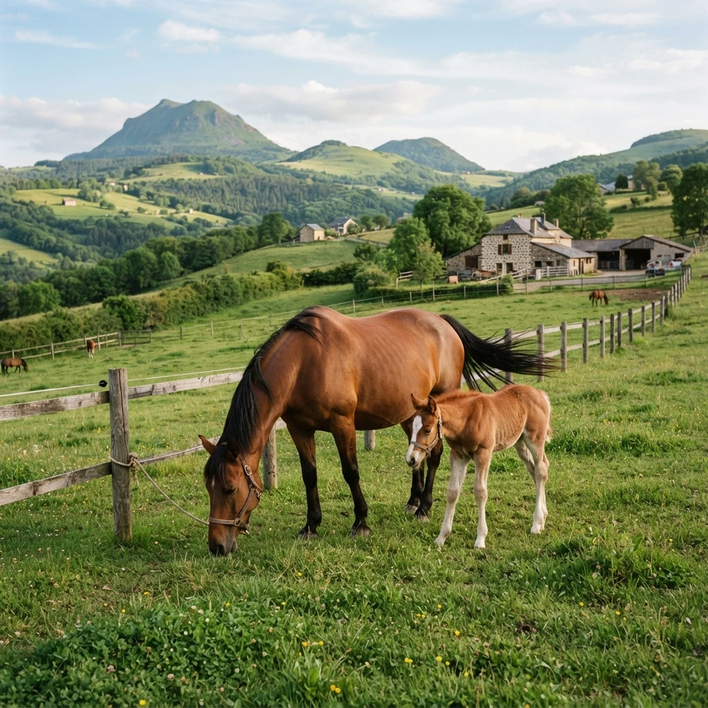 Élevage de chevaux au Élevage de Rhea, Aydat