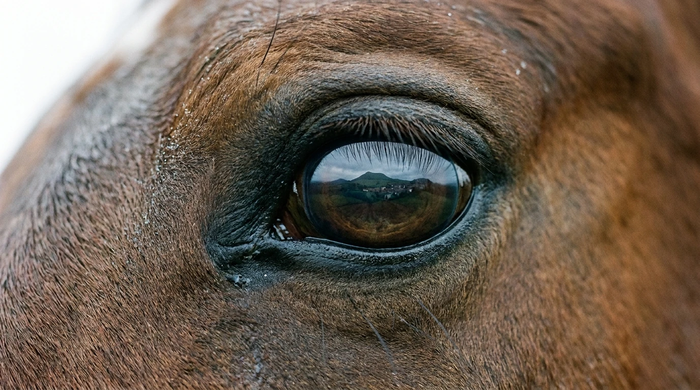 Un regard de cheval au Élevage de Rhea, Aydat